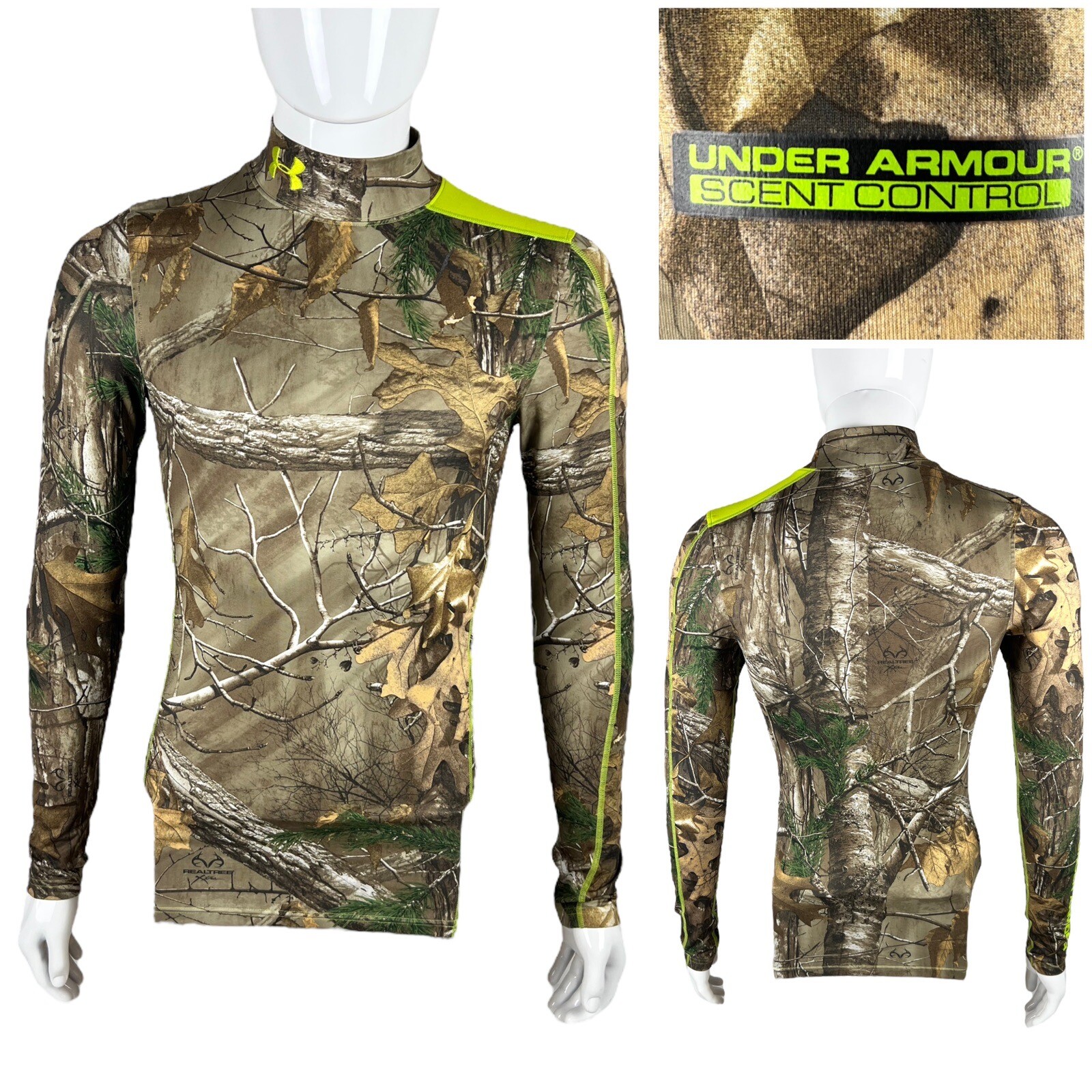 Under Armour Mens Small Shirt Compression Cold Gear Scent Control Real Tree EUC gallery