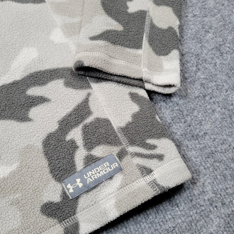 Under Armour Shirt Mens Medium Gray Camo Fleece 1/4 Zip Pullover Hunting Thermal gallery