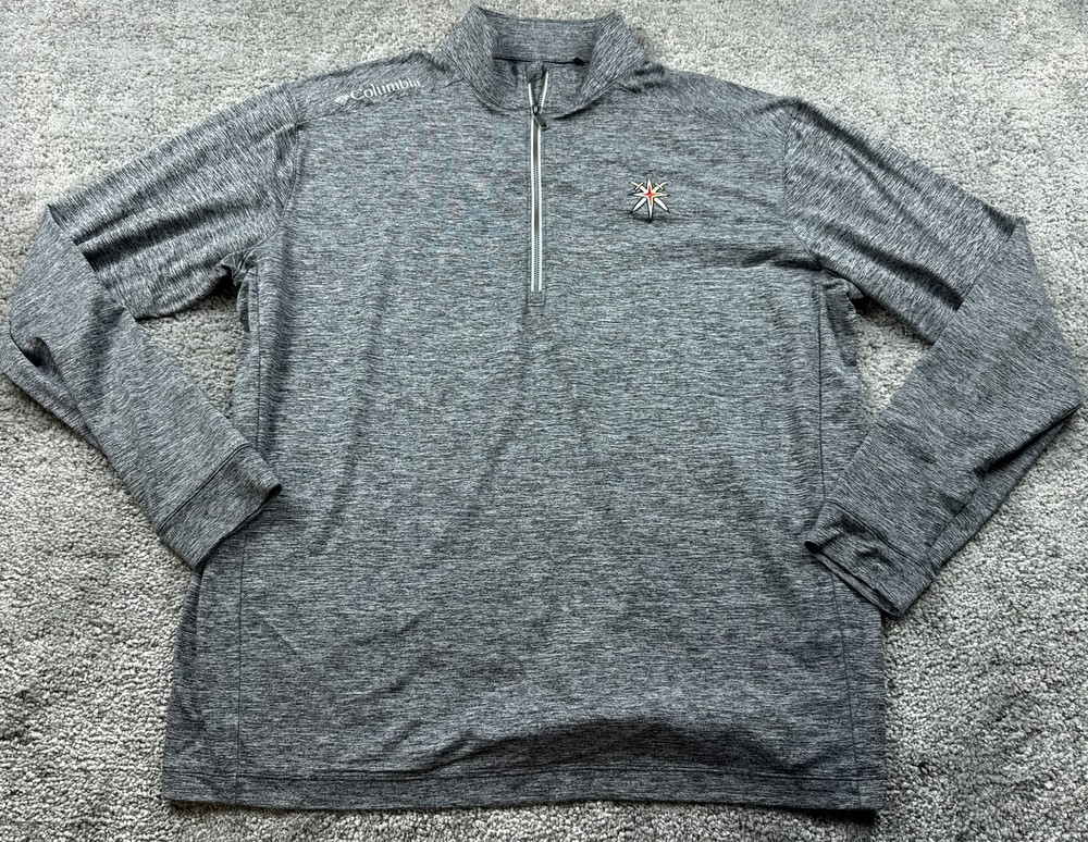 Columbia Golf Pullover Mens Large Gray 1/4 Zip Long Sleeve Star Logo Shirt