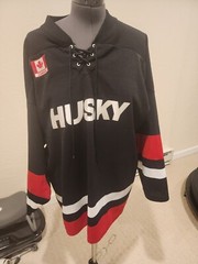 Vintage Athletic Knit HUSKY Multicolor Hockey Jersey XL CANADA