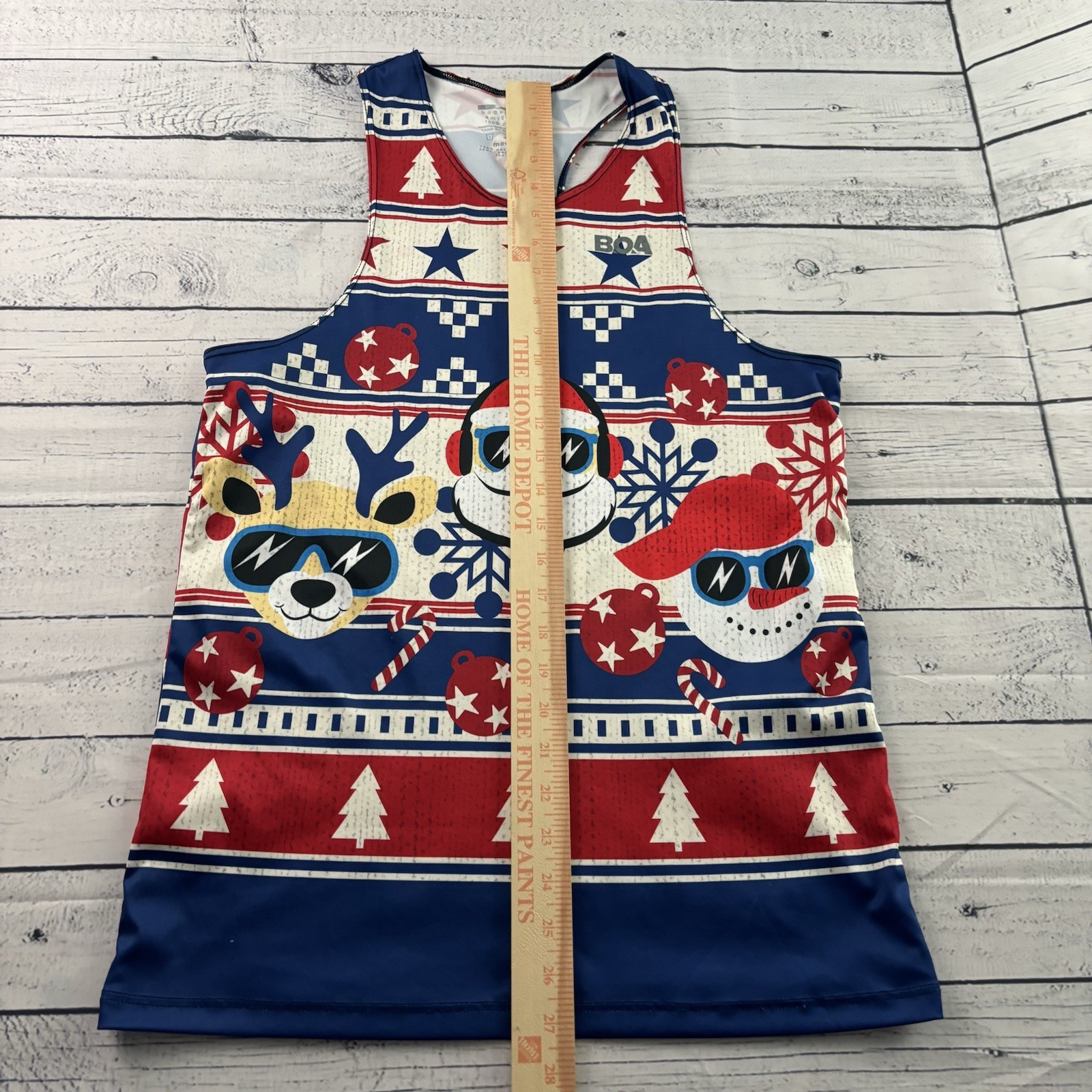 BOA Sleeveless Christmas USA Singlet Men's Medium Red White Blue gallery