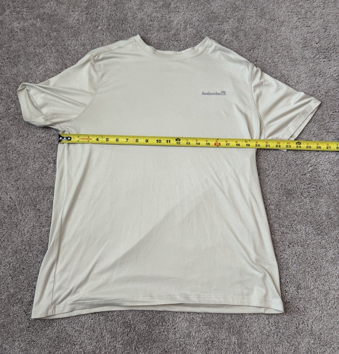 Avalanche Men's Beige Crew Neck Short Sleeve Stretch Logo Tee Shirt Size L gallery