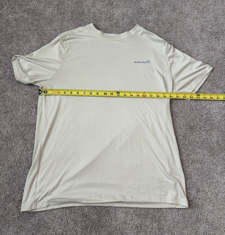 Avalanche Men's Beige Crew Neck Short Sleeve Stretch Logo Tee Shirt Size L