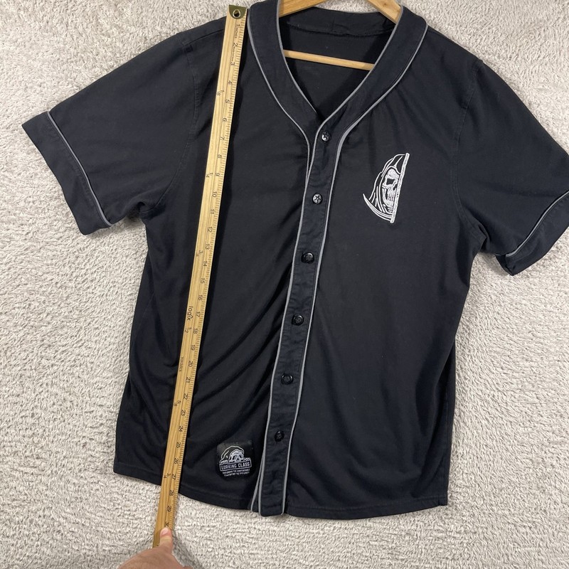 Lurking Class Sketchy Tank Baseball Jersey Mens Medium* Black Skate Skull Goth gallery