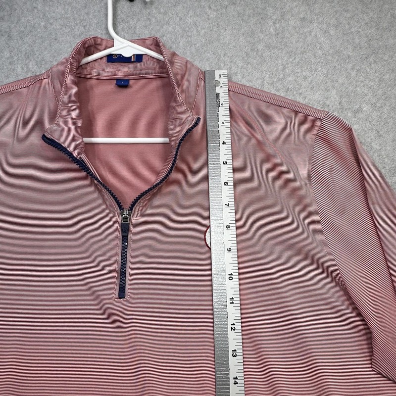 Stitch Golf Sweater Mens Large Red Stripe 1/4 Zip Pullover Performance Stretch gallery