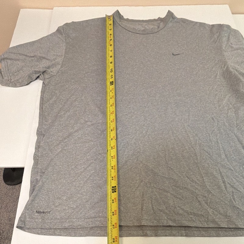 Nike Fit Dry Men's L Gray Crew Neck Lightweight Logo Short Sleeve T-Shirt gallery