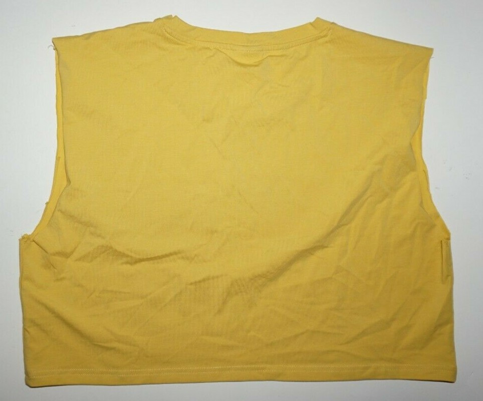 Gym Shark Yellow Cut Off Sleeveless Crop Top Work Out Shirt Sz XL Cotton Blend gallery