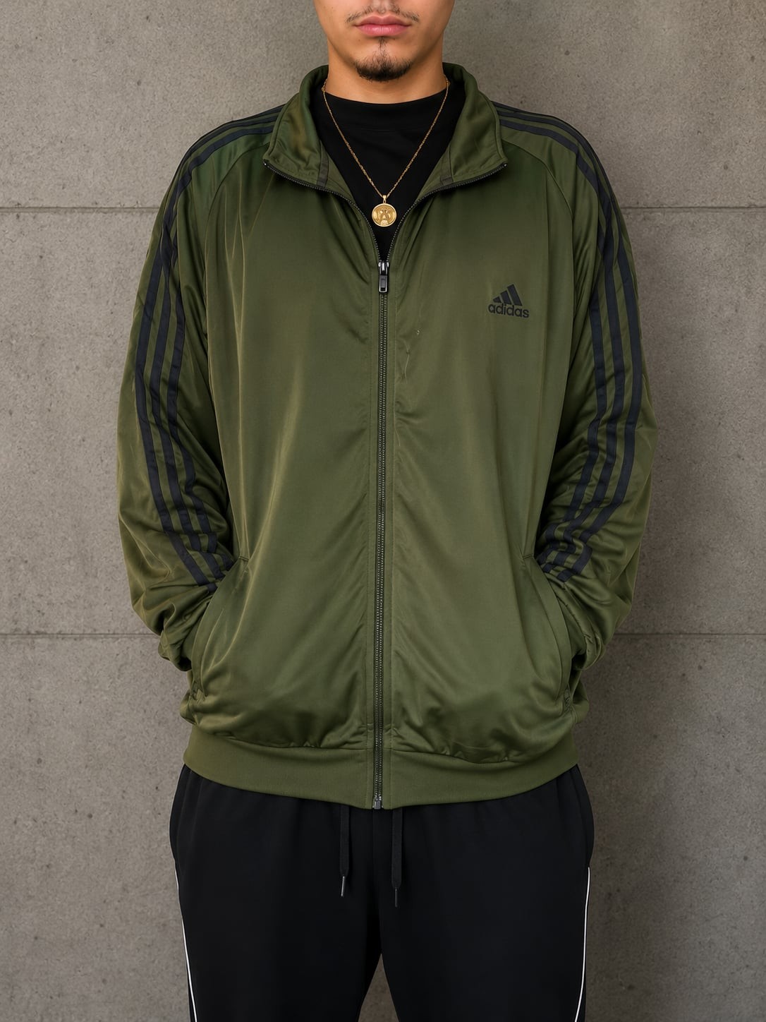 Adidas Olive Green Full Zip Track Jacket Size L gallery