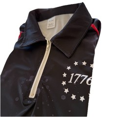 250th Anniversary 1776 1/4 Zip Mens Large Black Star, Stripes Flag Comfort LS