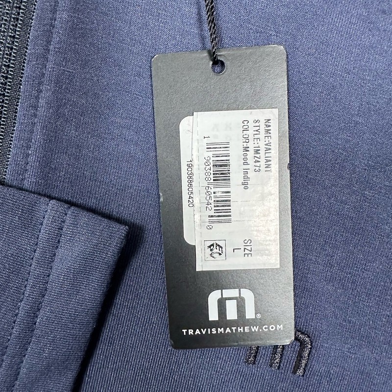 Travis Mathew Golf Pullover Mens Large Blue Valiant 1/4 Zip Stretch Pockets NEW gallery
