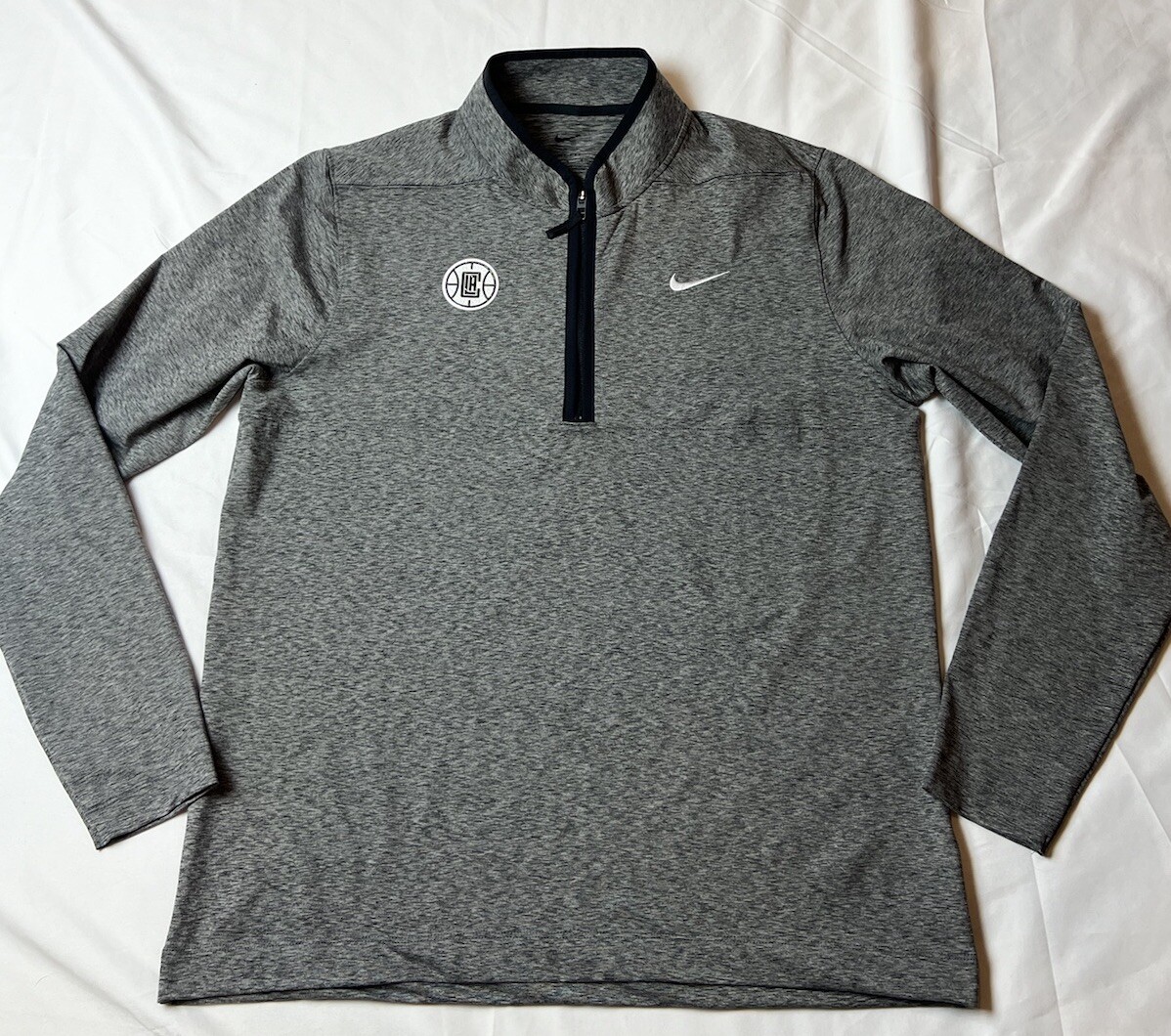 Nike LA Clippers Coaches Zip Pullover Athletic L/S Top Gray Men's Large gallery