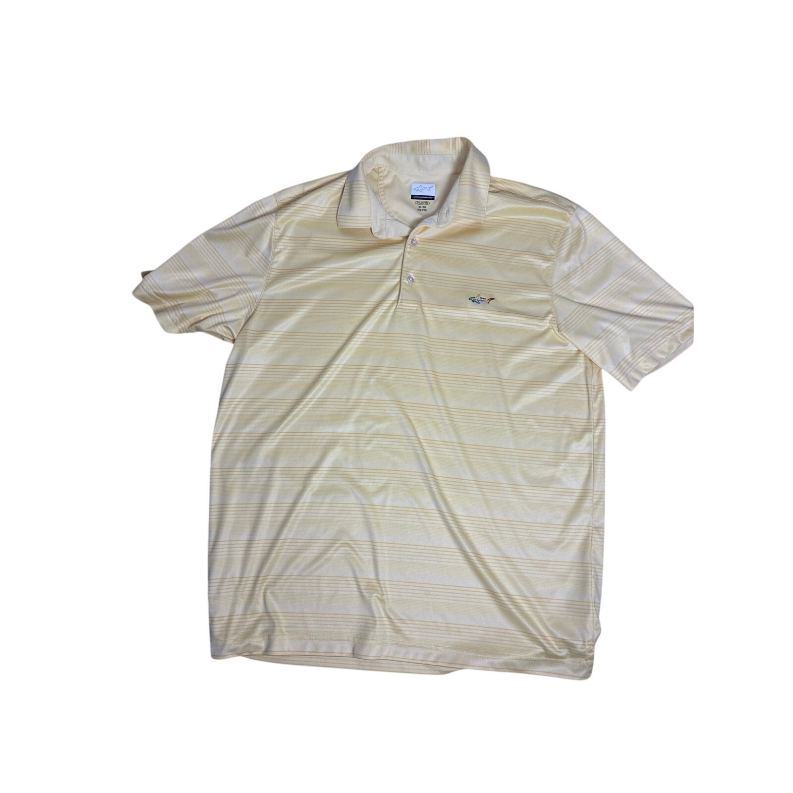 Greg Norman Play Dry Polo Mens XL Yellow Striped Performance Golf Shirt gallery