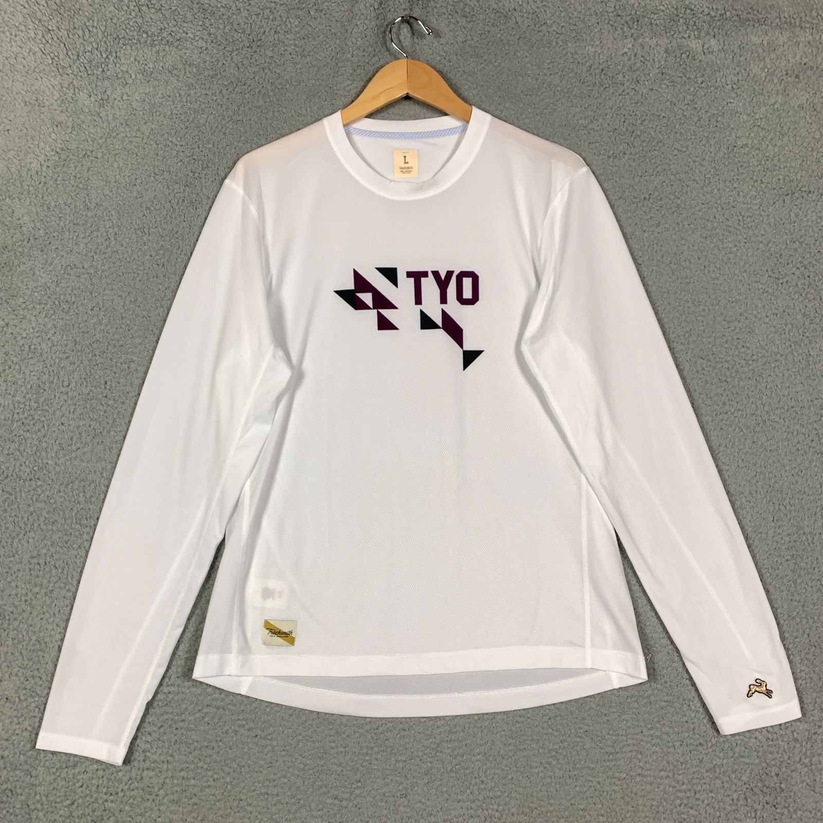 Tracksmith Tokyo Twilight Shirt Men's Large L White Mesh Long Sleeve TKO Logo gallery