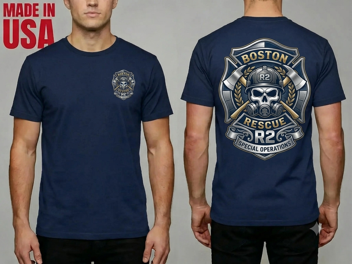 NEW Boston Fire Department Rescue 2 - Navy Color Tee SHIRT S-2XL MADE IN USA gallery