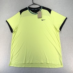 Nike Court Advantage Dri-FIT Tennis Shirt Mens 2XL Volt Yellow Mesh Performance