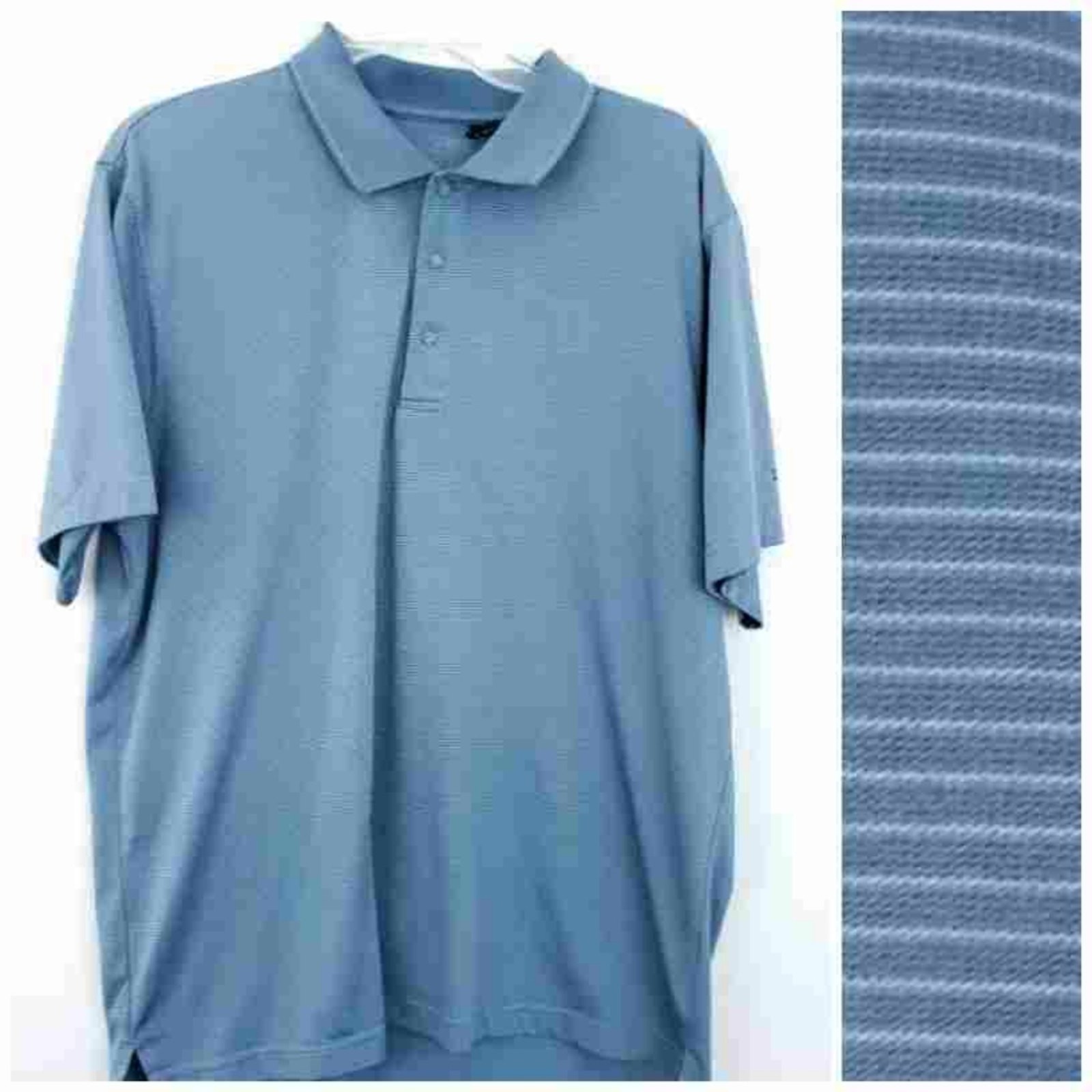 IZOD XFG Golf Polo Blue Stripe Collared Short Sleeve Large Mens Tonal Stripes gallery
