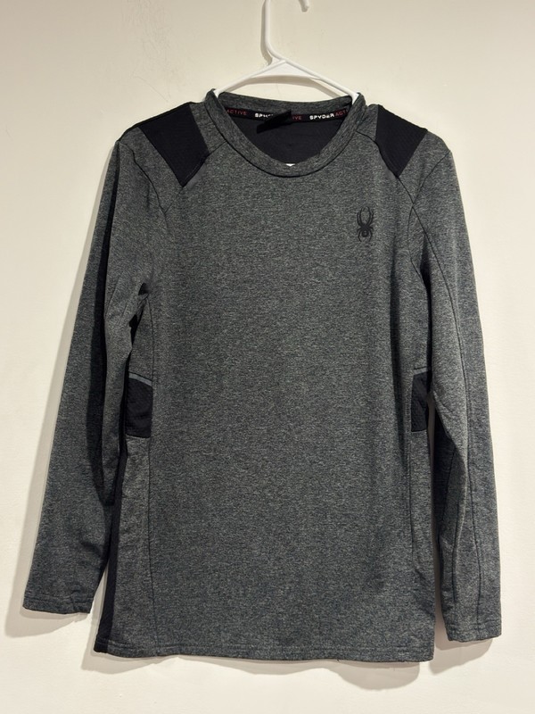 Spyder Active Men Medium ProWB Grey Black Athletic Top Running Biking Hiking gallery
