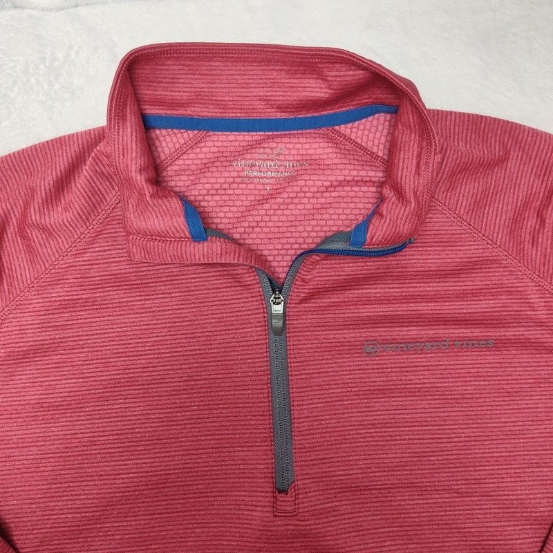 Vineyard Vines Pullover Mens Large Pink Golf Performance 1/4 Zip Mock Neck Work gallery