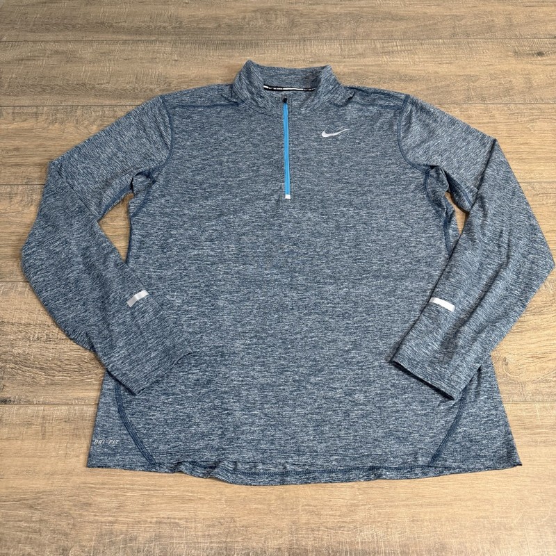 Nike Running Mens Long Sleeve 1/4 Zip Shirt Size Large Light Blue Heathered B10 gallery