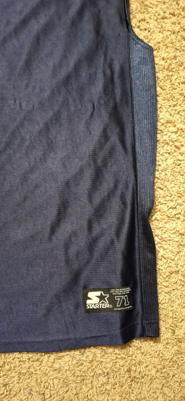 VTG Starter 71 Authentic Sleeveless Blue Satin Basketball Y2K Jersey Mens Large gallery