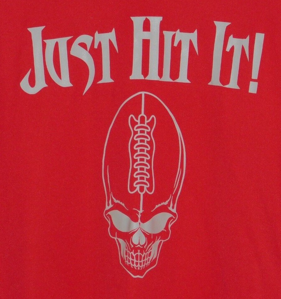Just Hit It Football Skull Red T-shirt size XL Badger Sport gallery