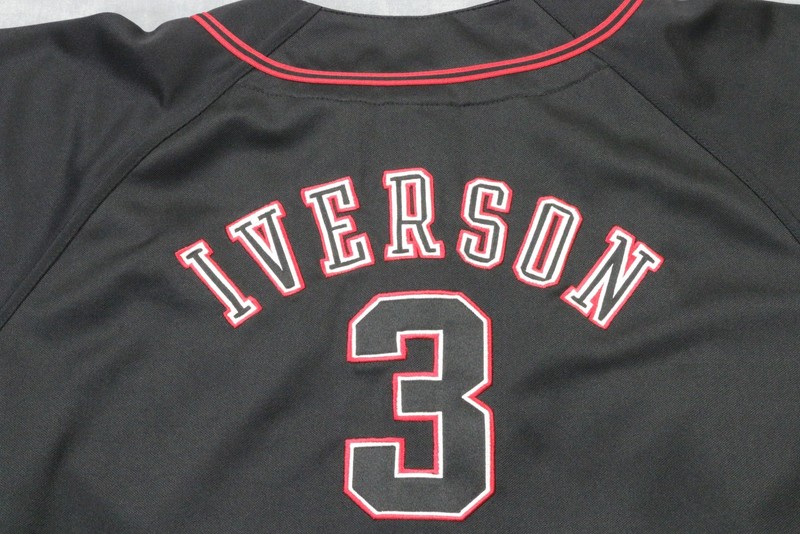 Vintage Reebok Allen Iverson Baseball Jersey Shirt Mens XL Black 3 Button Front gallery