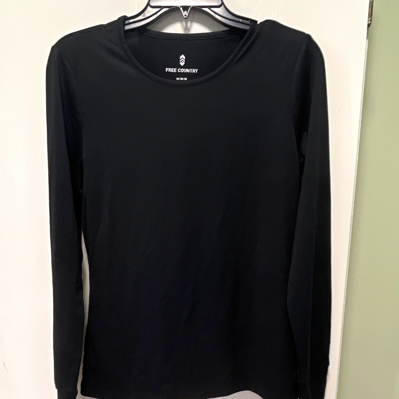 Free Country Men's Black Long Sleeve Crew Neck Solid T-Shirt, Size M gallery