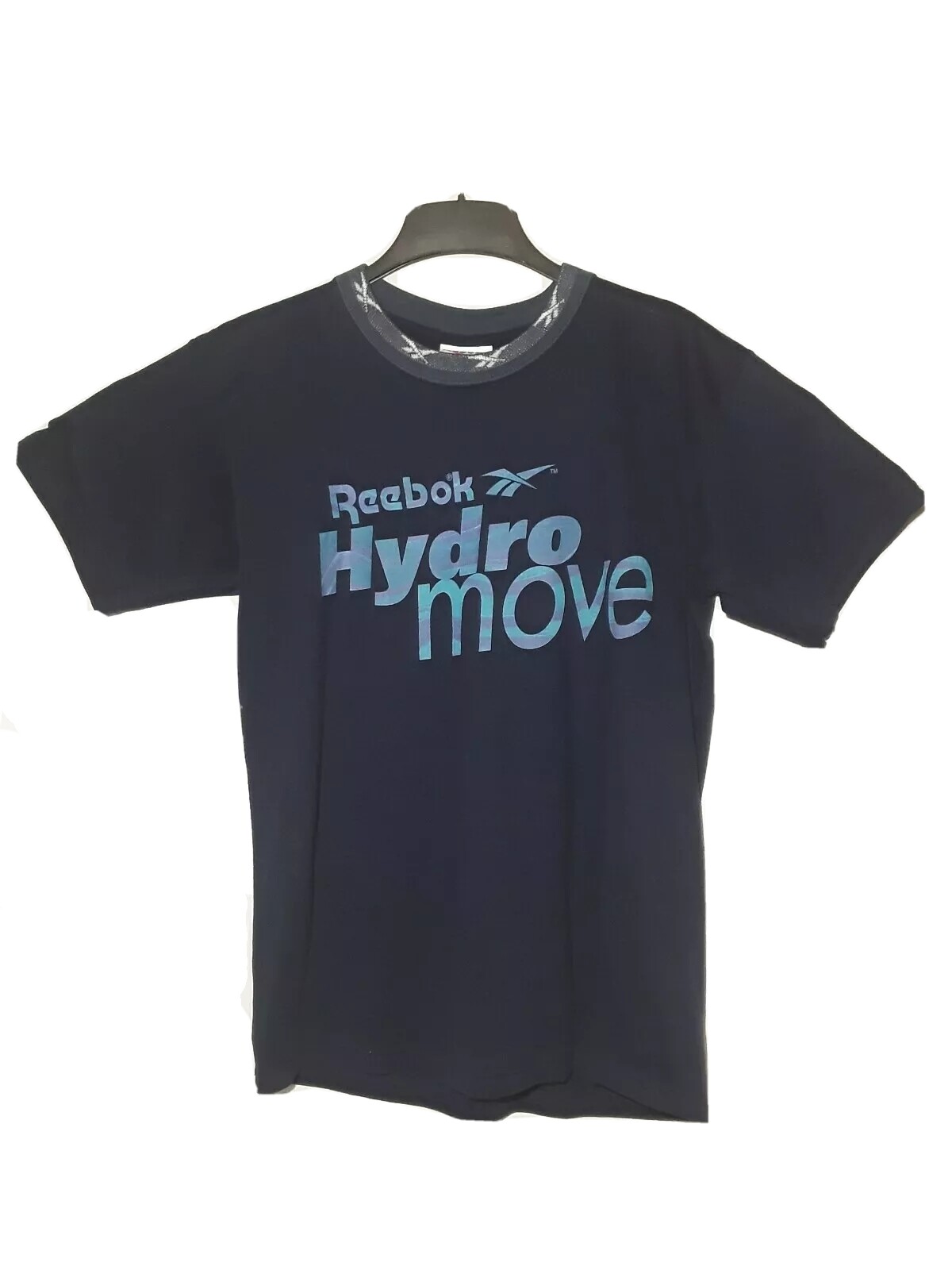 Vintage 90s Reebok Hydro Move Men's Medium T-shirt Navy Blue Made In USA Logo gallery