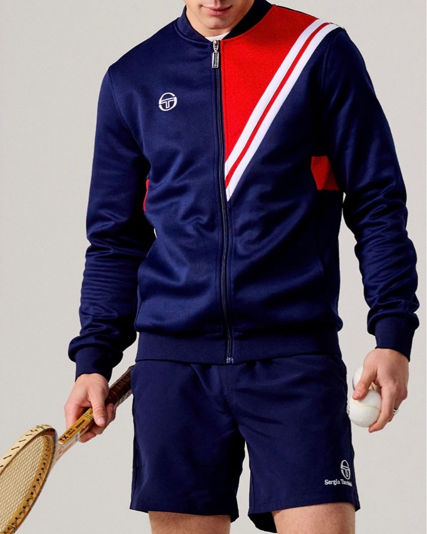 Sergio Tacchini Reno Gerulaitis Navy Blue/Red Bomber Tennis Track Top gallery