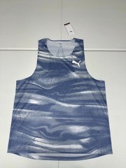 PUMA Raceday Ultraspun Athletic Tank Top Men Blue White Abstract Print Crew Neck