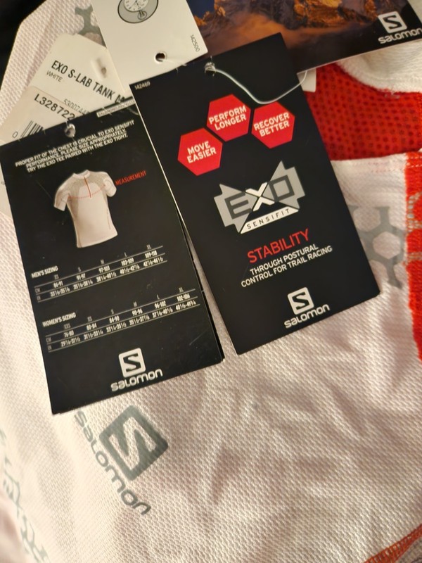 Salomon S Lab Exo Reflective Compression White Red Running Cycling Bike Tank XL gallery