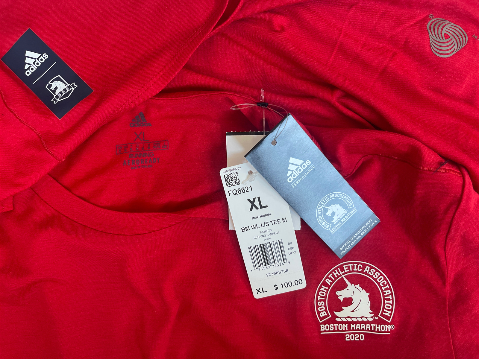 adidas 2020 Boston Marathon Long Sleeve Shirt Red - FQ6621 - Extra Large XL gallery