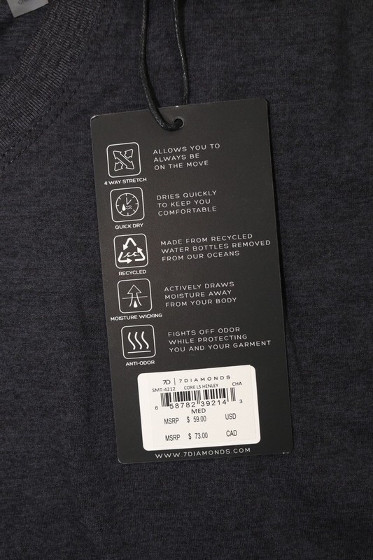 7Diamonds Core 1/4 Snap Long Sleeve Henley Shirt Charcoal Sz M Anti Odor Stretch gallery