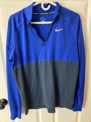 mens Nike Dri-Fit running 1/4 zip long sleeve royal blue navy size xl