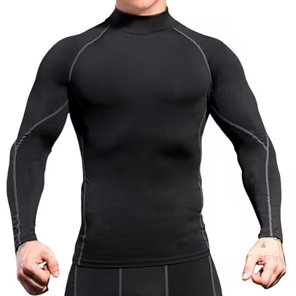 Men High-necked Sports Long Sleeves T-shirts Fitness Running Tights Cycling Top gallery