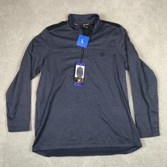 Spyder Active Pullover Mens Size Large Blue Heather 1/4 Zip Stretch Athletic