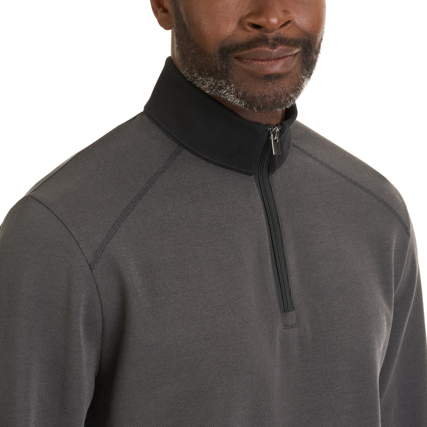 NWT 3XLT Men's Van Heusen Stain Shield Pique Quarter Zip Pullover Black Iris $80 gallery
