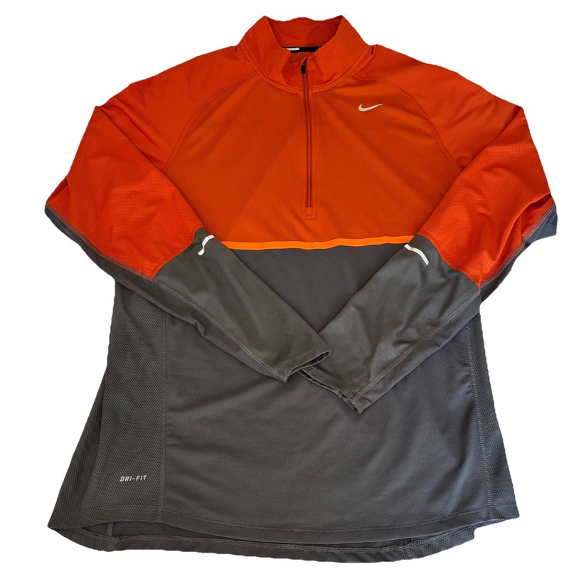 Nike Running Men's Element Pullover 1/2 Zip Orange Gray Top 451256-021 Size L gallery