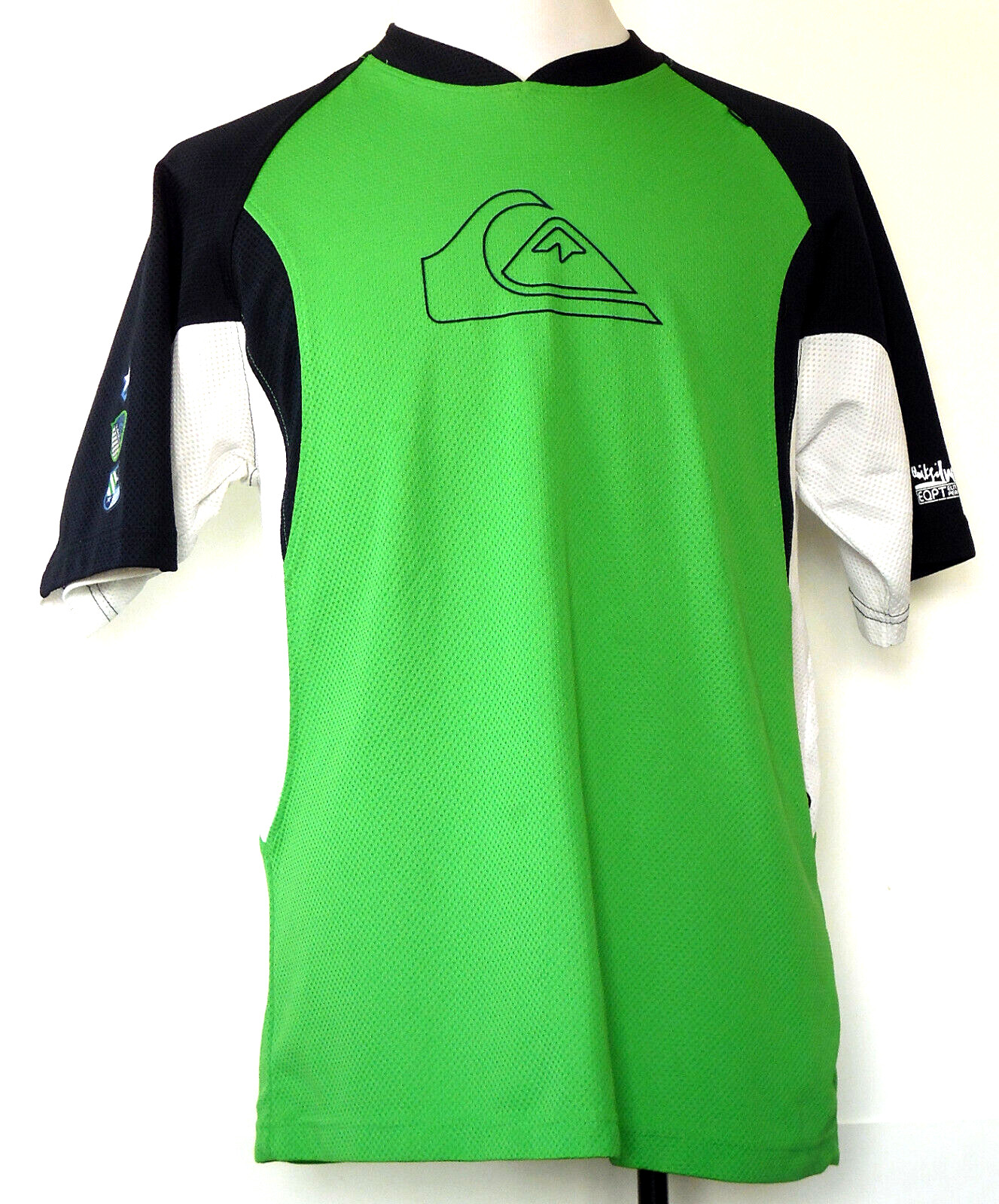 Elite Quiksilver Performance Tech Green and Navy Blue Polyester Mesh S/S Shirt M gallery