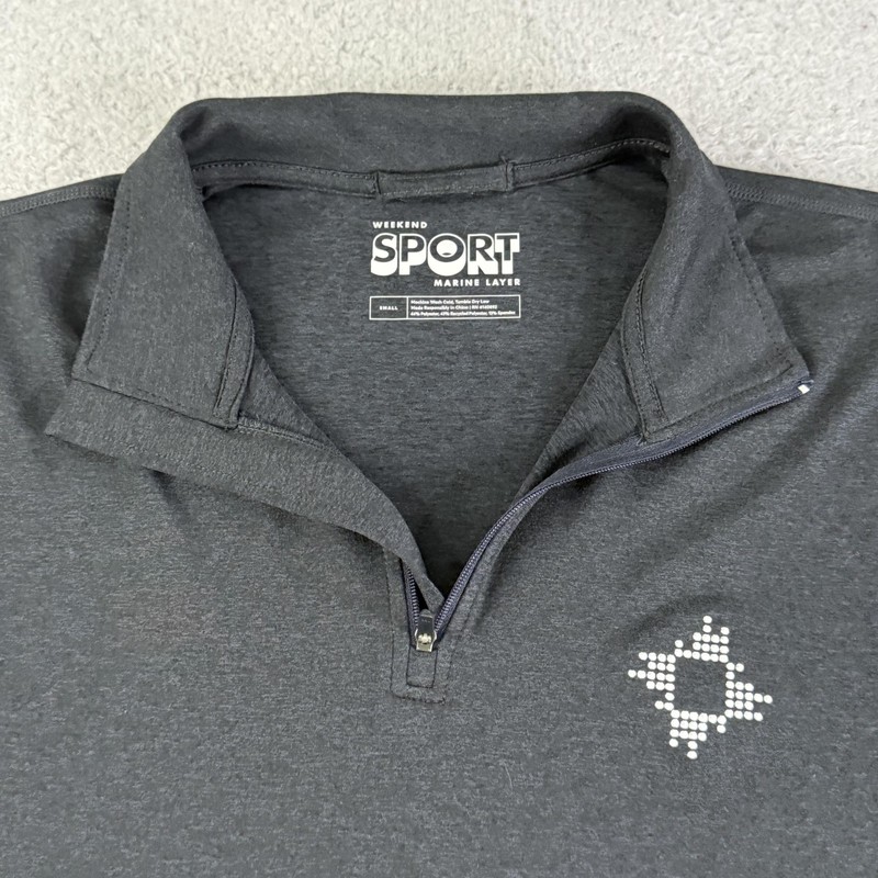 Marine Layer Pullover Men Small Gray Weekend Sport 1/4 Zip Athletic Performance gallery
