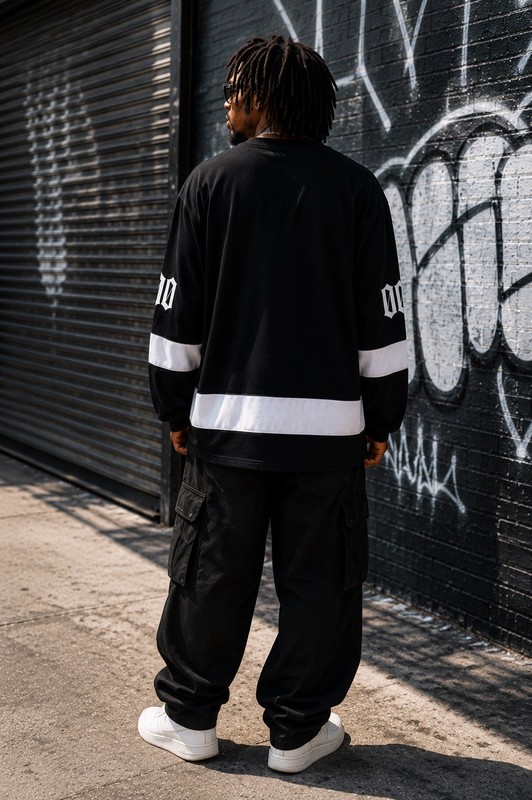 Southpole y2k Men Black White MCMXCI 91 Graphic Hockey Cotton Tee Streetwear 4X gallery