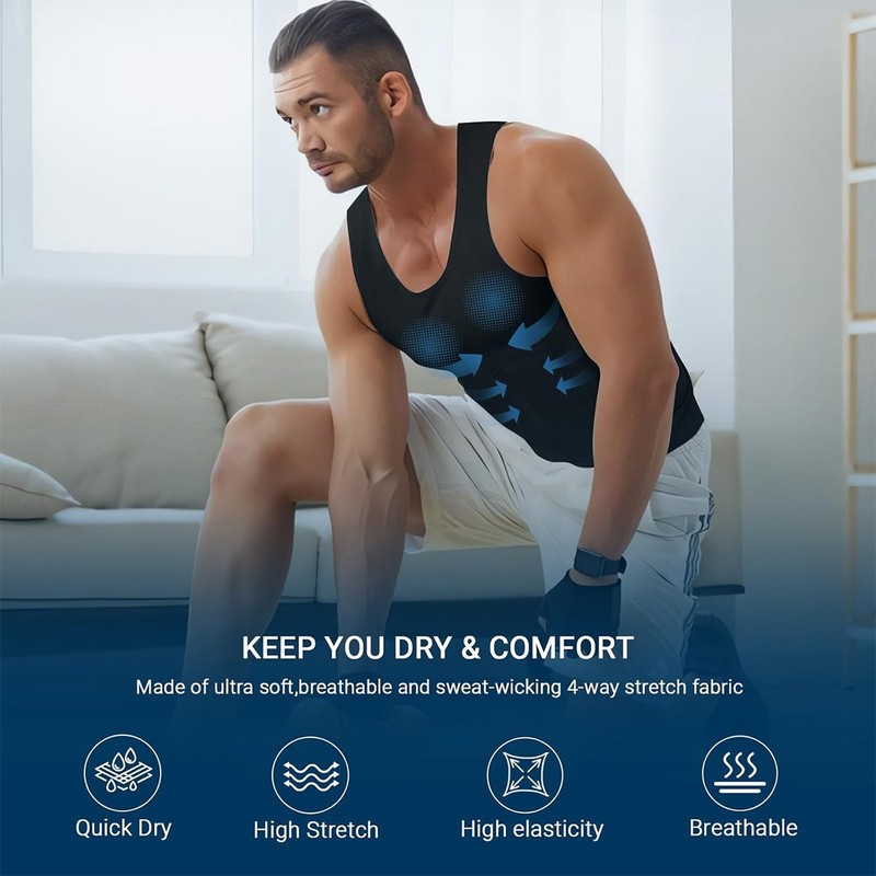 Men Belly Chest Gynecomastia Compression Shirt Slim Body Shaper Tank Top Vest US gallery