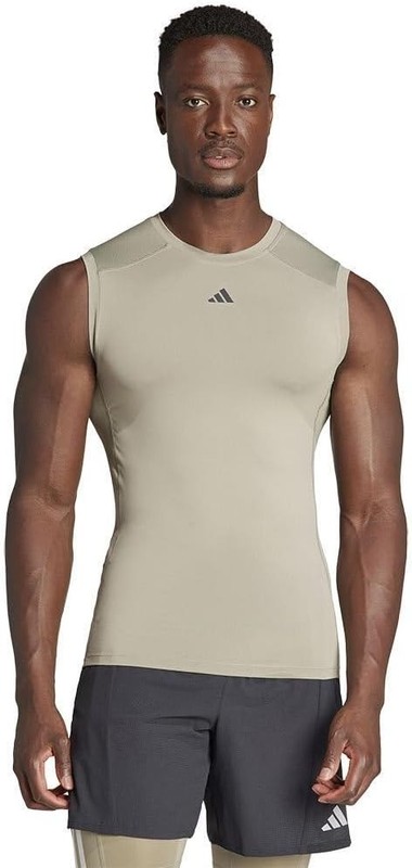 Adidas Techfit Compression Sleeveless Tee Men's Tank Top Silver Pebble Size L gallery