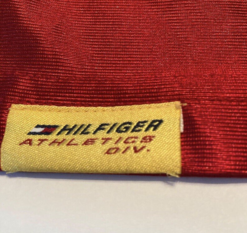 TOMMY HILFIGER Athletics Spell Out Flag Jersey T Shirt Red XL gallery