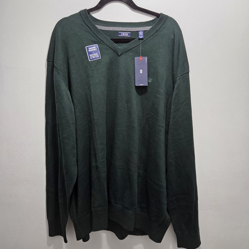 Izod PREMIUM ESSENTIALS Men's V-NECK Sweater 3XL GREEN NWT gallery
