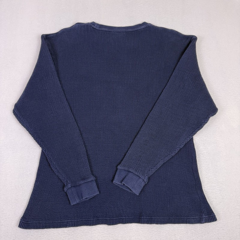 Southpole Mens Large Navy Blue Waffle Knit Thermal Long Sleeve Shirt Y2K gallery