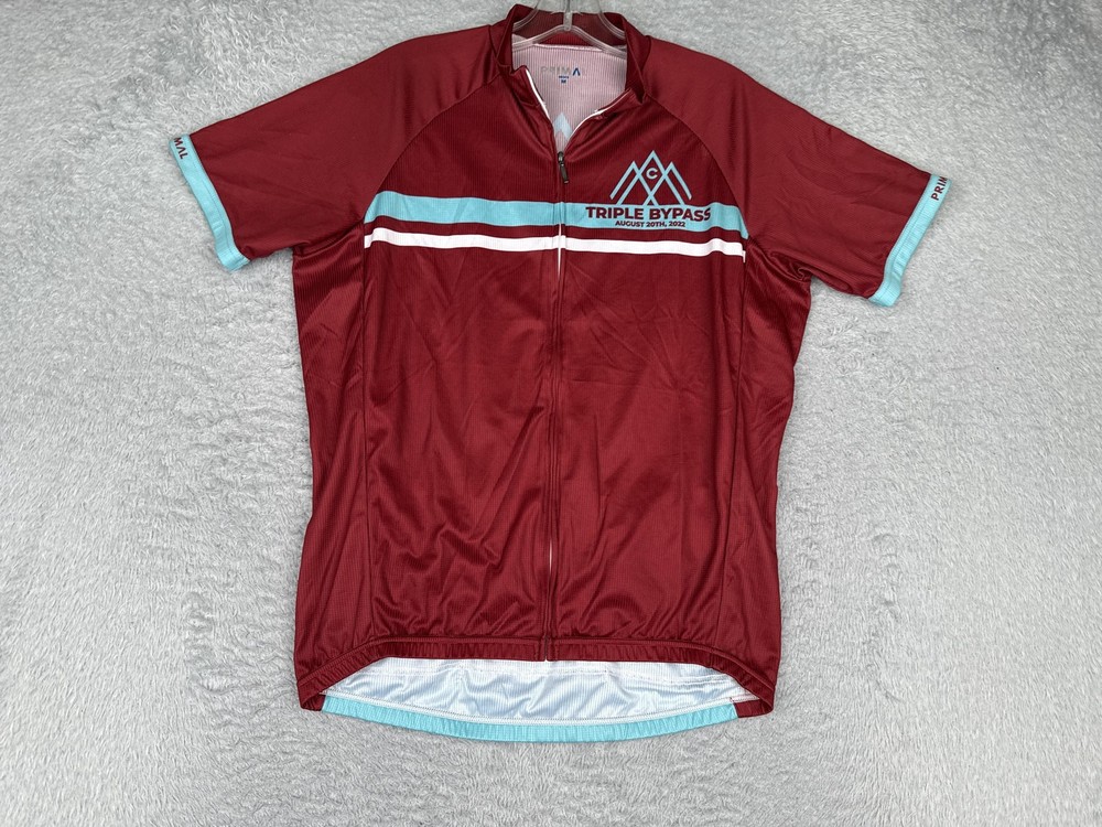 Primal Cycling Jersey Mens Medium Red Triple Bypass 2022 Road Team Evergreen