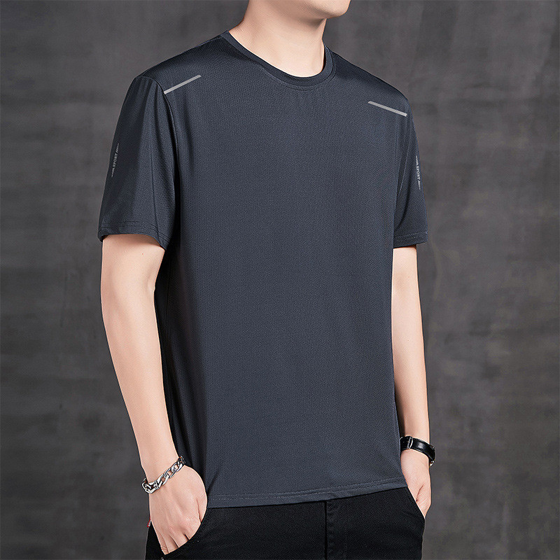 Ice Silk T-shirt Men's Summer Thin Style Breathable Sports Short Sleeve Men gallery