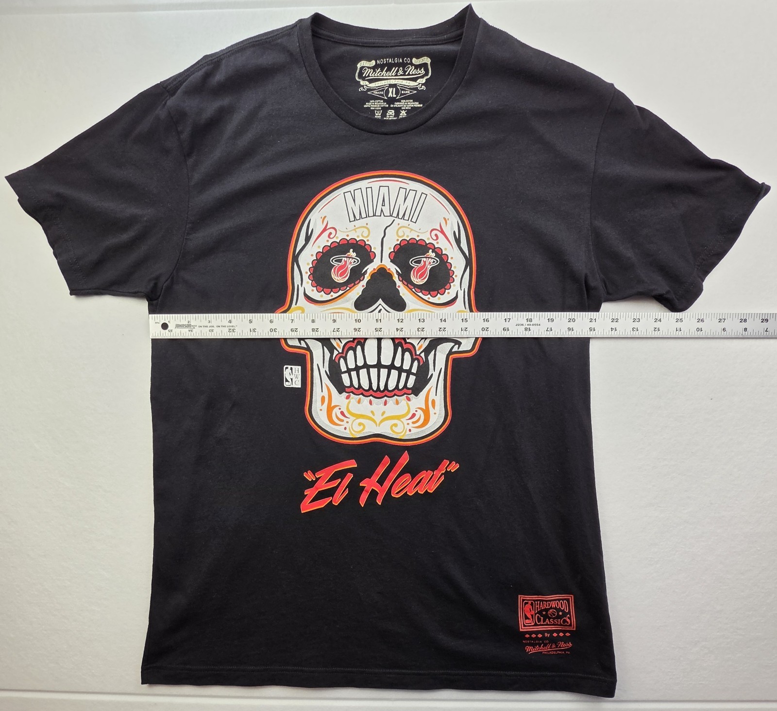 Mitchell & Ness Miami Heat El Heat Sugar Skull T Shirt Mens XL NBA Hardwood Clas gallery