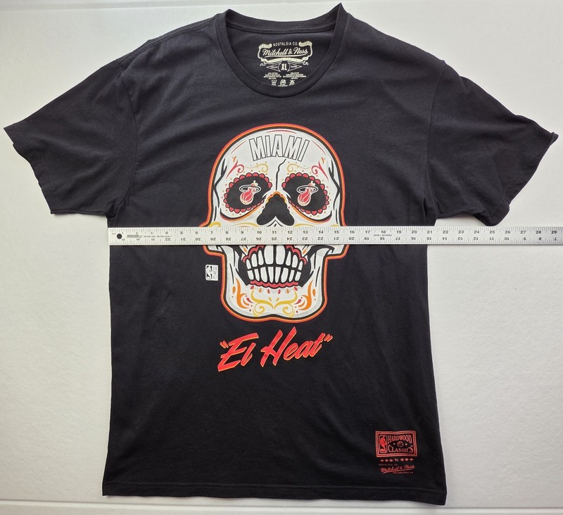 Mitchell & Ness Miami Heat El Heat Sugar Skull T Shirt Mens XL NBA Hardwood Clas gallery
